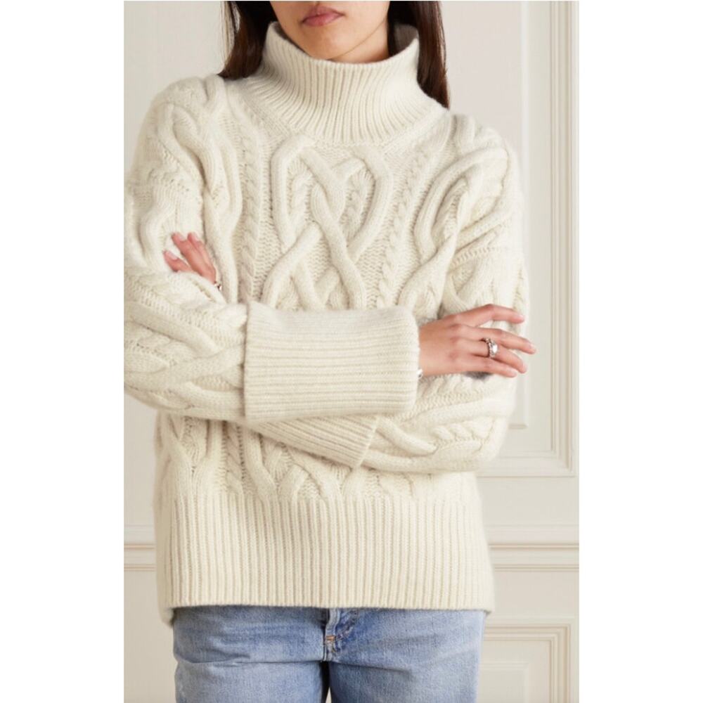 Citizens of Humanity Zola Cable-knit Cashmere Turtleneck Sweater in Ivory